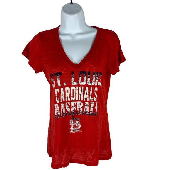 St. Louis Cardinals Baseball Shirt V-Neck Red Women's Size M - Picture 1 of 6
